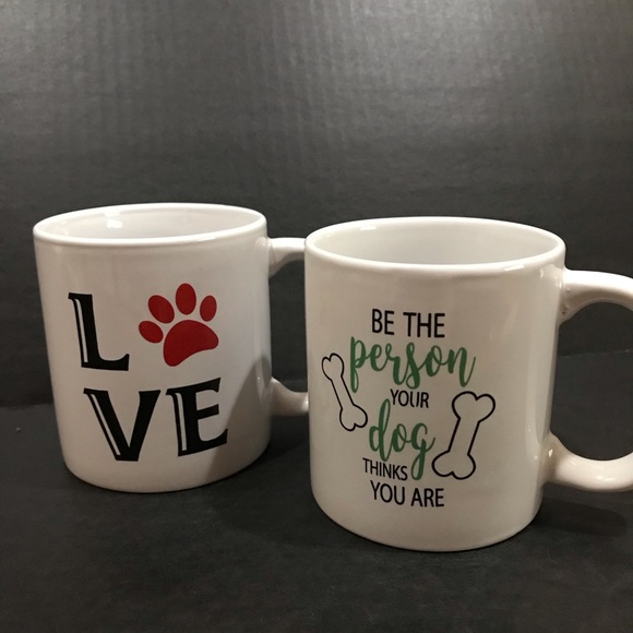 Dog Lover Coffee Tea Mugs Lot of 2 Ceramic 12oz - Picture 2 of 12